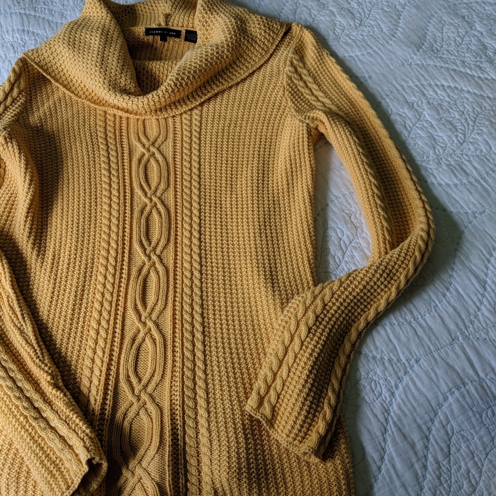 Jeanne Pierre cable knit sweater, golden yellow, M